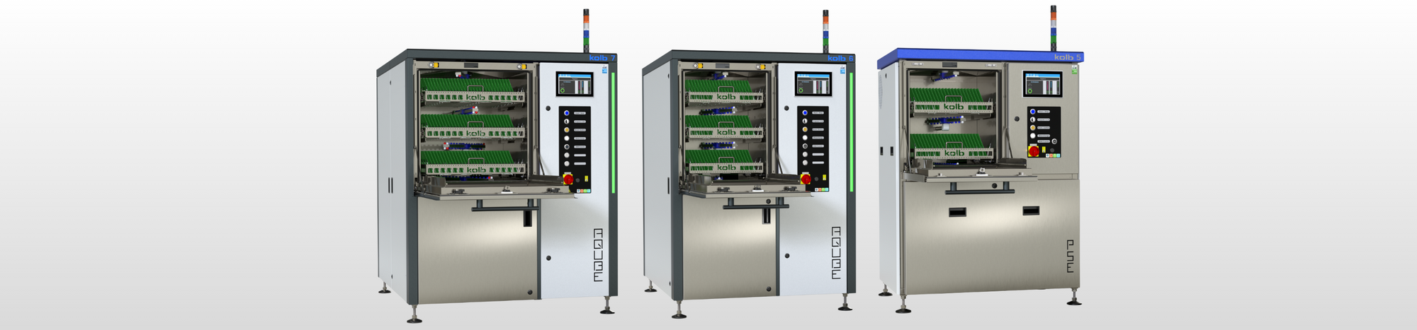 Image of three cleaning systems for PCBA cleaning