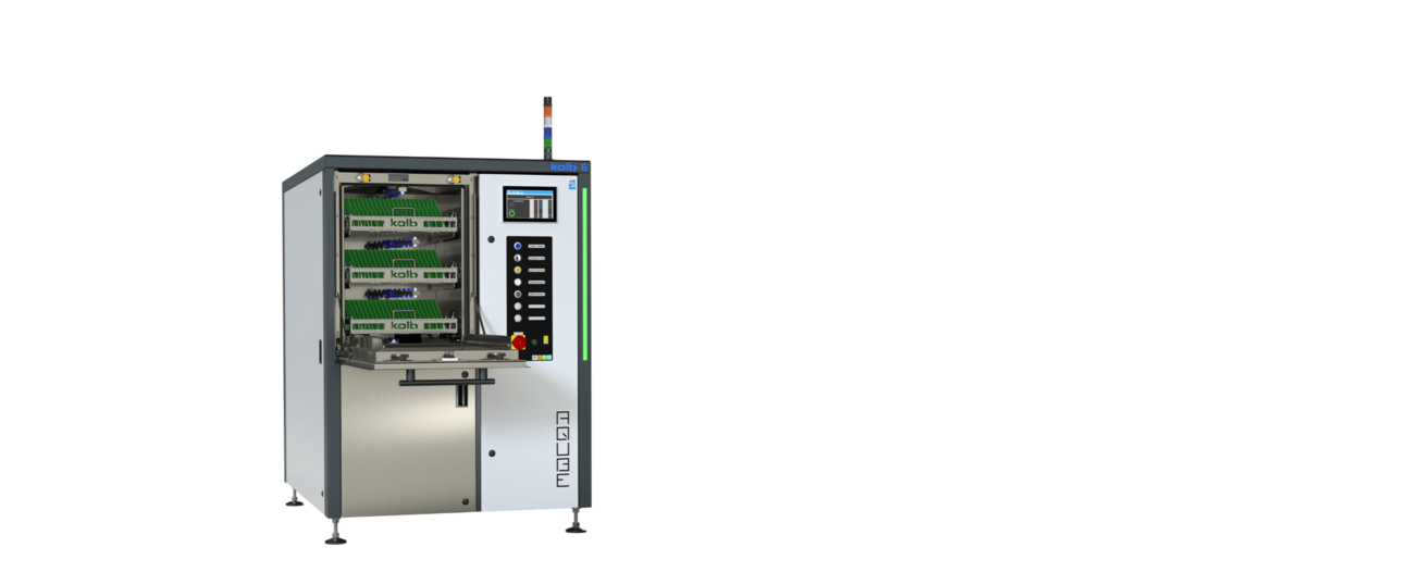 Front view of the ultra-fine cleaning system AQUBE XH-LH6 by kolb for PCBAs and misprints