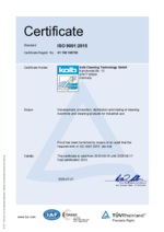Preview of the current DIN ISO 9001:2015 TÜV certificate for kolb