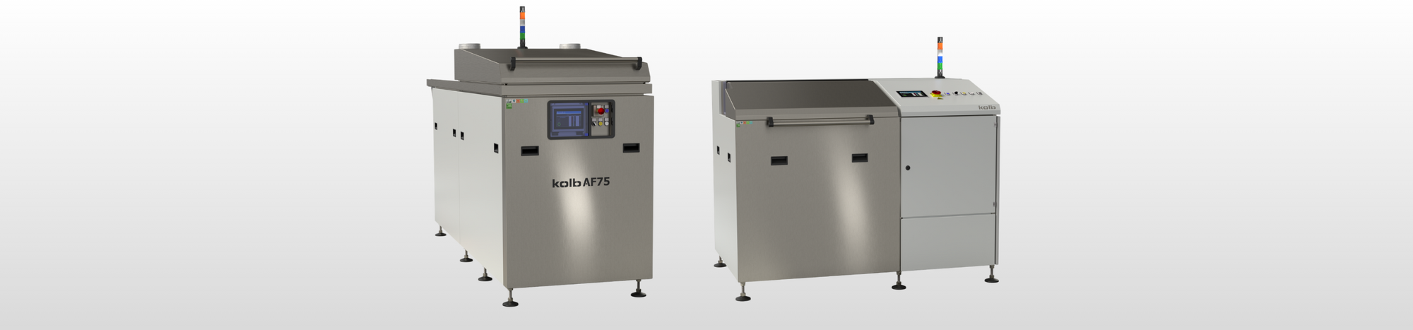 Image of two different types of fully automatic kolb air-in-immersion cleaning system for maintenance cleaning