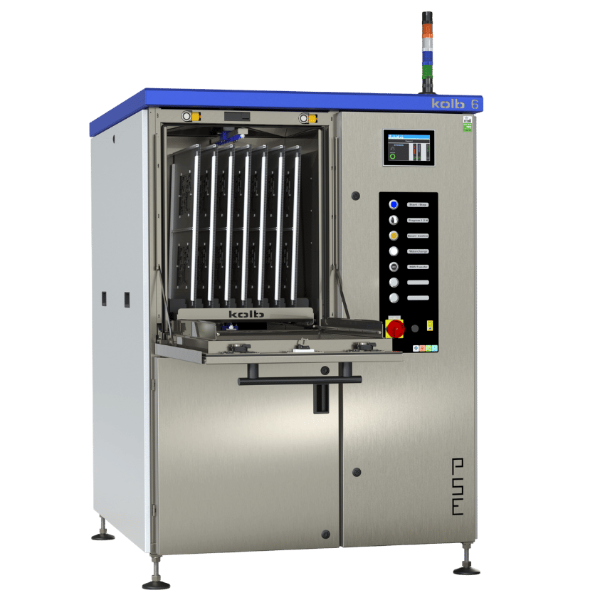 Front view of the all-round economy cleaning system PSE MH6 by kolb for carrier and solder frames